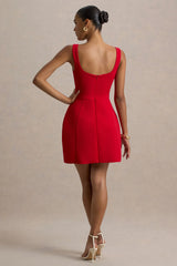 Corey | Red Sweetheart Mini Dress With Bow Details