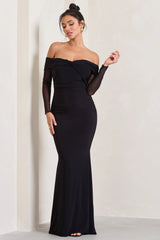 Alex | Black Bardot Twist Maxi Dress