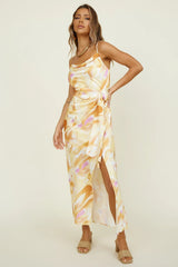 Tropical Palms Maxi Dress Yellow
