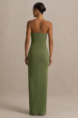 Laviza | Olive Strapless Cut-Out Wrap Maxi Dress