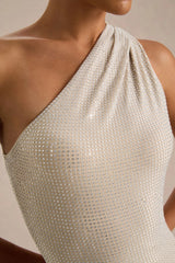Deity | Silver Asymmetric-Neck Maxi Dress With Open-Back