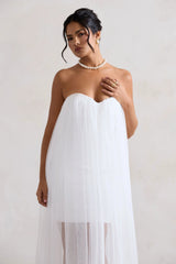 Dreamland | Ivory Sweetheart Corset Mini Dress With Tulle Overlay