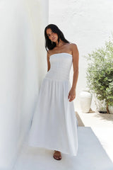 Blossom Bay Strapless Maxi Dress White