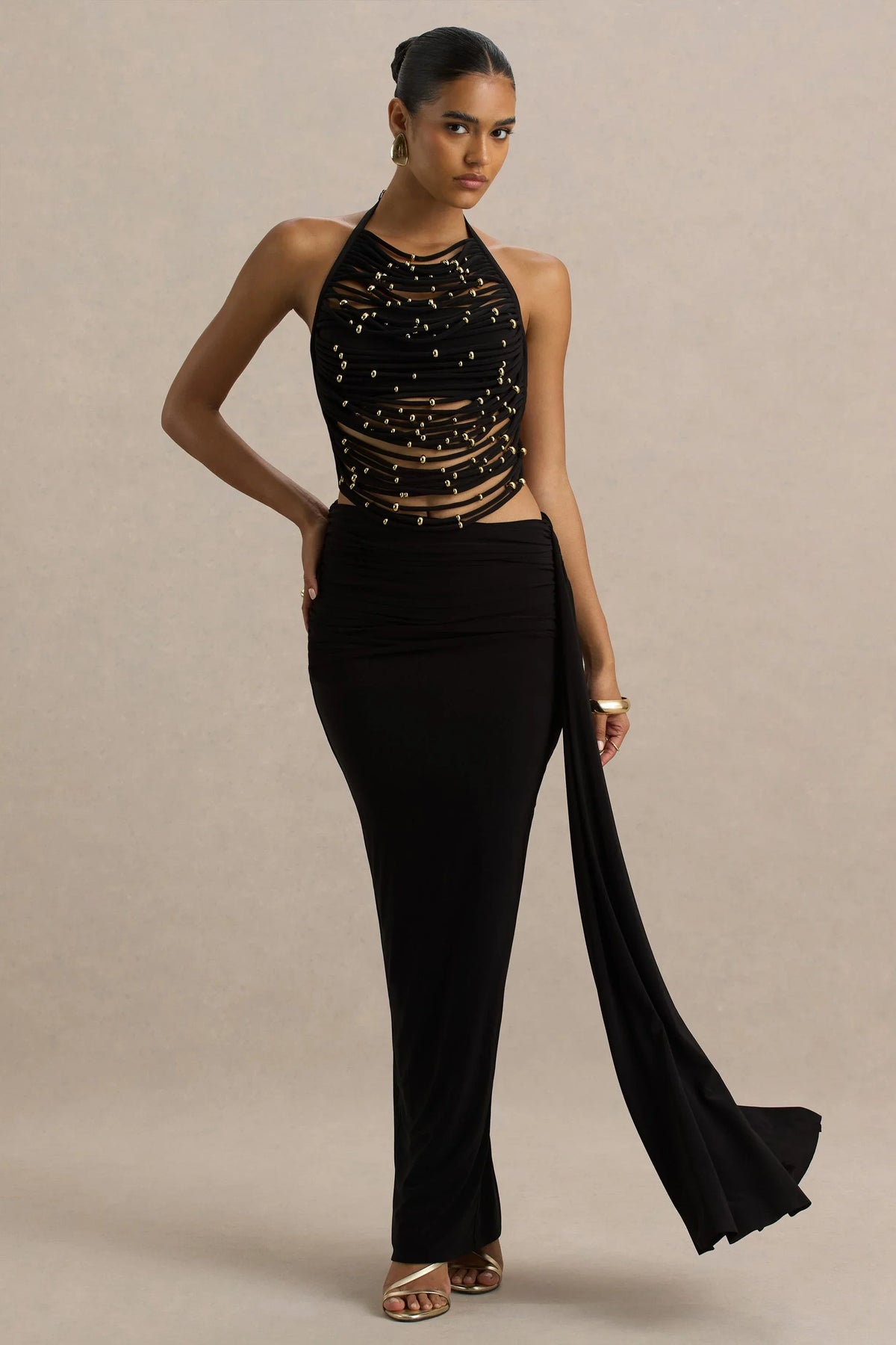 Joi | Black Maxi Skirt With Sash Detail