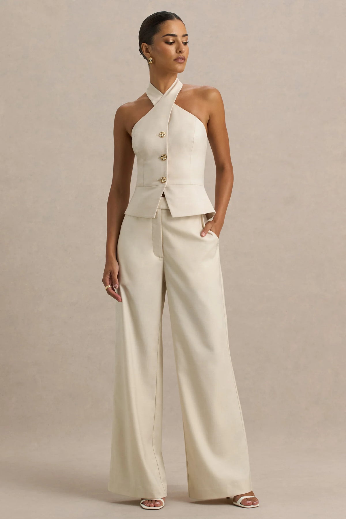Bellarose | Nude Wide-Leg Trousers