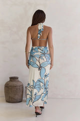 Light The Ocean Halter Maxi Dress Blue