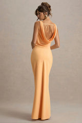 Alesso | Peach Satin Cowl-Neck Slip-Maxi Dress