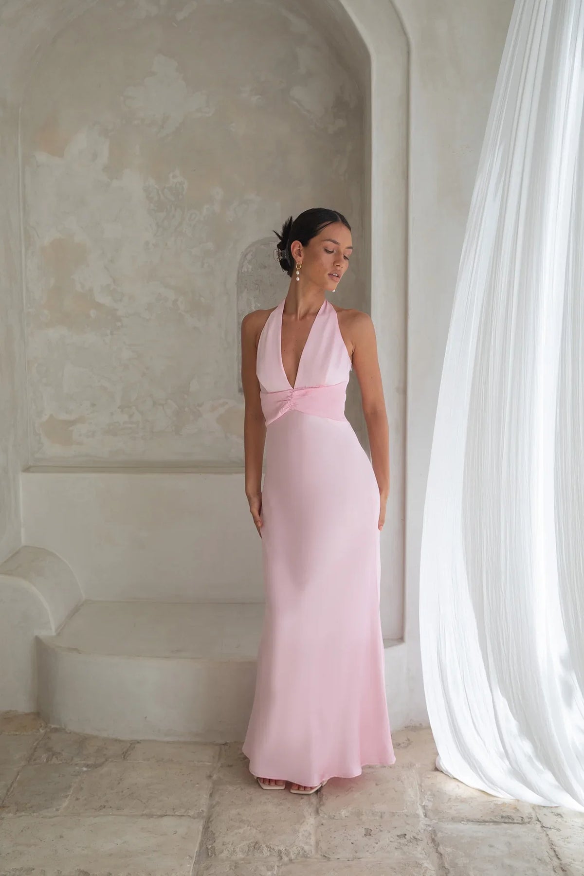 Destinations Halter Maxi Dress Pink