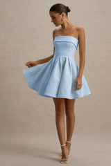 Bruna | Powder Blue Bandeau Skater Mini Dress