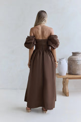Bella Off-Shoulder Maxi Dress Chocolate