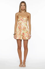 Chantell Yellow Bloom Mini Dress