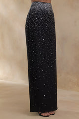 Fabiana | Black Hand-Embellished Maxi Skirt