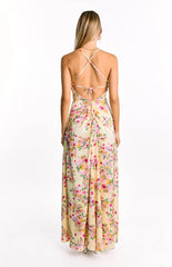 Blaise Yellow Bloom Satin Maxi Dress