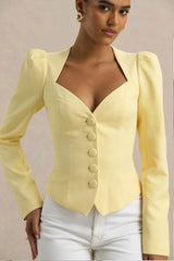 Olympia | Lemon Sweetheart-Neck Tailored Top