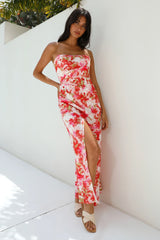 Gardenia Strapless Maxi Dress Red