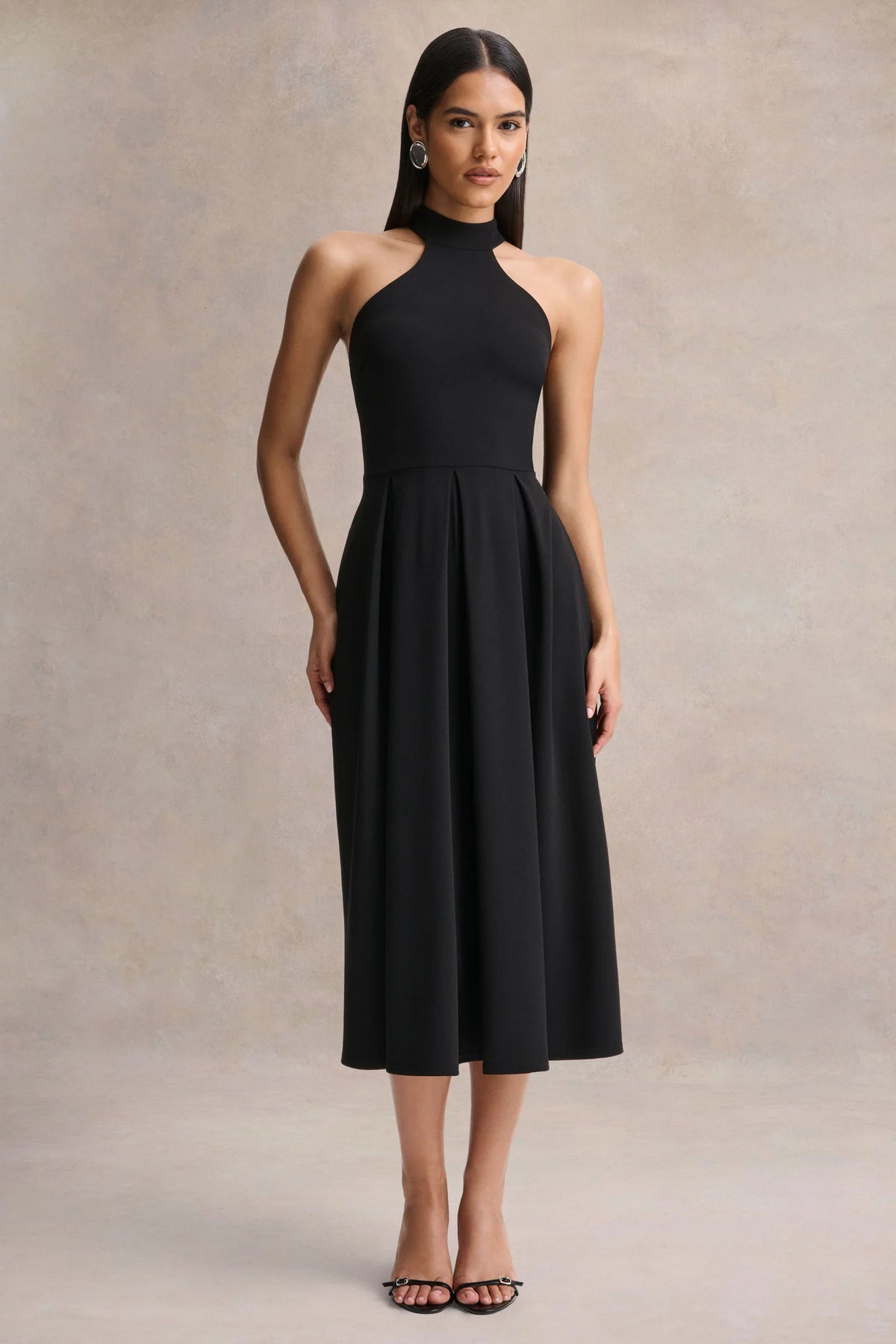 Rhode | Black Halter-Neck Midi Dress
