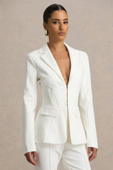 Unbeaten | White Fitted Corset Blazer Jacket