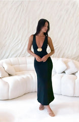 Coastal Caprice Maxi Dress Black