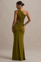 Sena | Green Asymmetric Maxi Dress With Cut Out Details