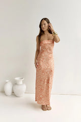 Staying True Strapless Maxi Dress Orange
