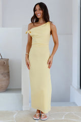 Arctic Allure Linen Maxi Dress Lemon