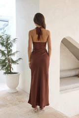 Call Me Yours Lace Halter Satin Maxi Dress