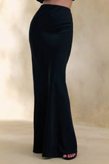 Elaria | Black Satin Maxi-Skirt