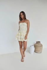 Sunshine Chic Strapless Mini Dress Yellow