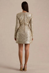 Invite | Gold Sequin Square-Neck Mini Dress