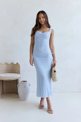 Moon And Stars Crochet Sequin Maxi Dress Blue