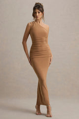 Dalarie | Brown One-Shoulder Gathered Maxi Dress