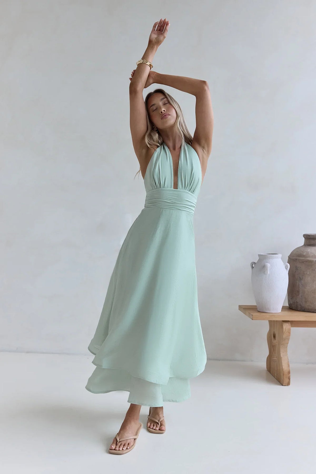 City Lights Calling Maxi Dress Green