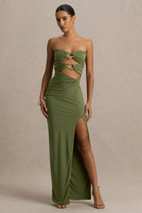 Laviza | Olive Strapless Cut-Out Wrap Maxi Dress