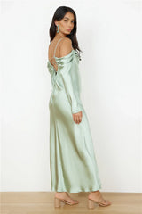Classic Moments Satin Maxi Dress Sage