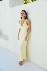 Cheers To You Satin Maxi Dress Yellow