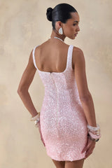 Rionelle | Pink And White Sequin Mini Dress