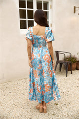Through Oceans Satin Maxi Dress Blue
