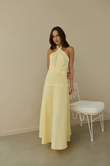 Tropical Dreamer Halter Maxi Dress Yellow