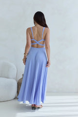 Inner Desire Satin Maxi Dress Blue