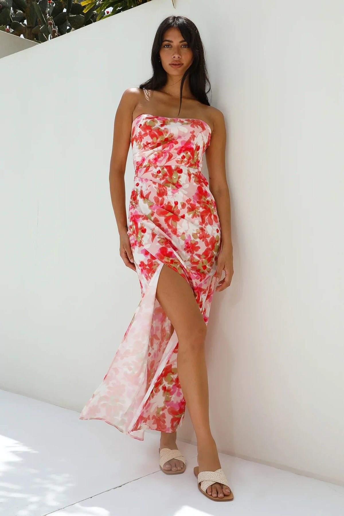 Gardenia Strapless Maxi Dress Red