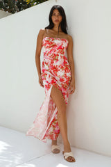 Gardenia Strapless Maxi Dress Red