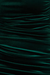 Treat | Bottle Green Velvet Asymmetric-Neck Maxi Dress With Ruched Detailing