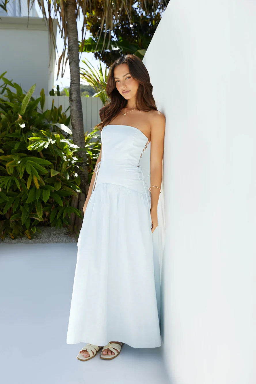 Hidden Paradise Strapless Maxi Dress Blue