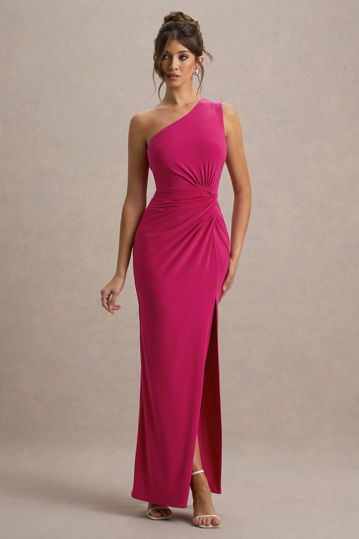 Galene | Hot Pink Asymmetric Wrap Maxi Dress