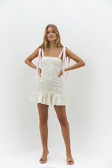 Blossom Embellish Mini Dress Cream